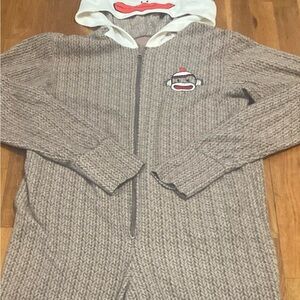 Cozy sock monkey, one piece PJs